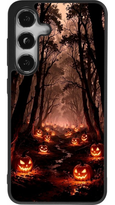 Coque Samsung Galaxy S25 - Silicone rigide noir Halloween 2025 Road of Terrifying Pumpkins