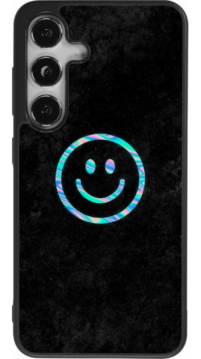 Samsung Galaxy S25 Case Hülle - Silikon schwarz Happy smiley irisirt