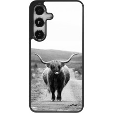 Coque Samsung Galaxy S25 - Silicone rigide noir Highland cattle