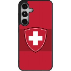 Coque Samsung Galaxy S25 - Silicone rigide noir Hockey World Championship Ecusson Suisse