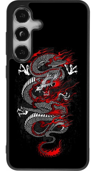 Samsung Galaxy S25 Case Hülle - Silikon schwarz Japanese style Dragon Tattoo Red Black