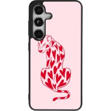 Samsung Galaxy S25 Case Hülle - Silikon schwarz Leopard with hearts 2026