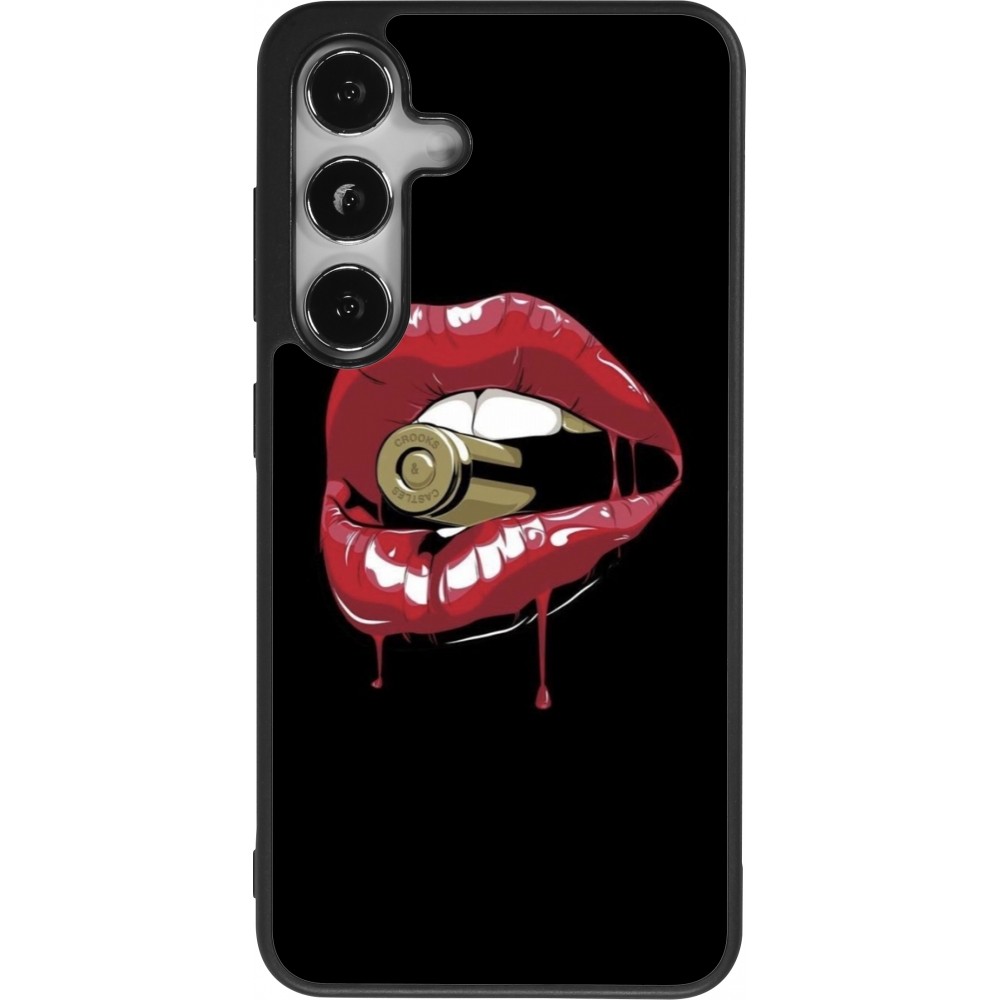 Coque Samsung Galaxy S25 - Silicone rigide noir Lips bullet