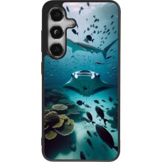 Coque Samsung Galaxy S25 - Silicone rigide noir Manta Lagon Nettoyage