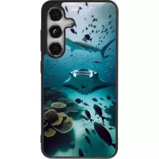Coque Samsung Galaxy S25 - Silicone rigide noir Manta Lagon Nettoyage