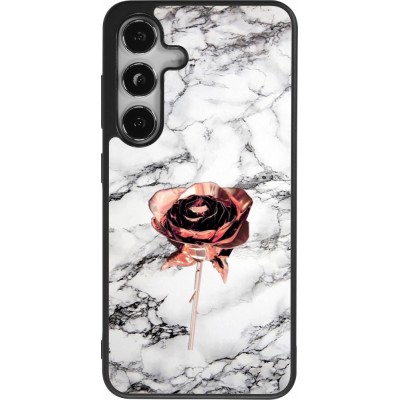 Samsung Galaxy S25 Case Hülle - Silikon schwarz Marble Rose Gold