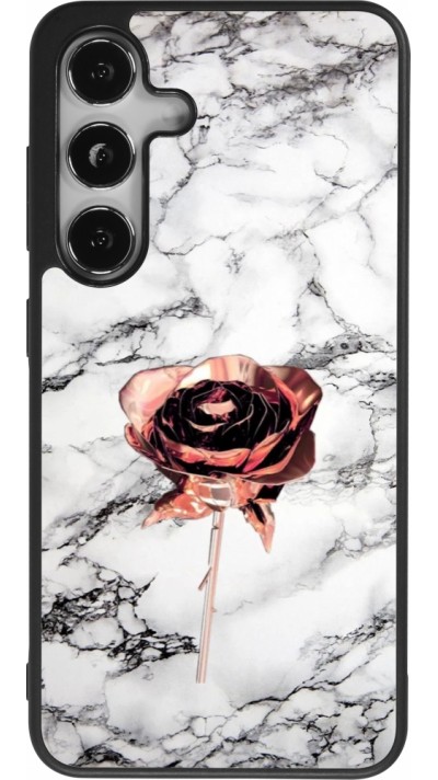 Samsung Galaxy S25 Case Hülle - Silikon schwarz Marble Rose Gold