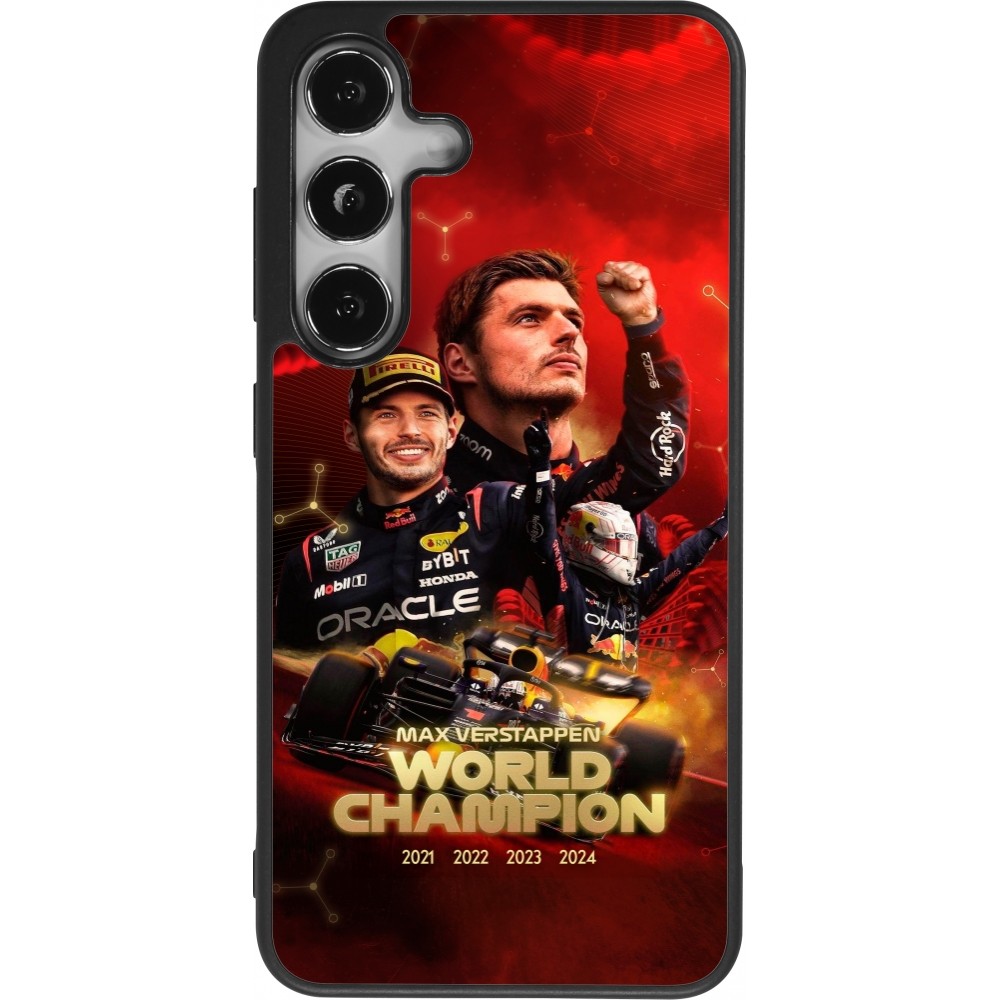 Coque Samsung Galaxy S25 - Silicone rigide noir Max Verstappen Champion 2023