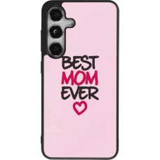 Coque Samsung Galaxy S25 - Silicone rigide noir Mom 2023 best Mom ever pink