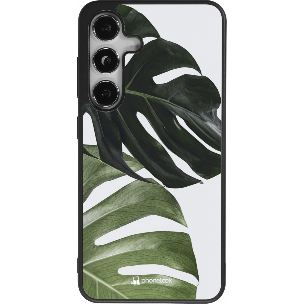 Coque Samsung Galaxy S25 - Silicone rigide noir Monstera Plant