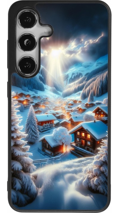 Samsung Galaxy S25 Case Hülle - Silikon schwarz Berg Schnee Licht