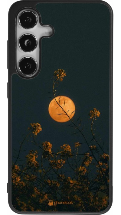 Samsung Galaxy S25 Case Hülle - Silikon schwarz Moon Flowers