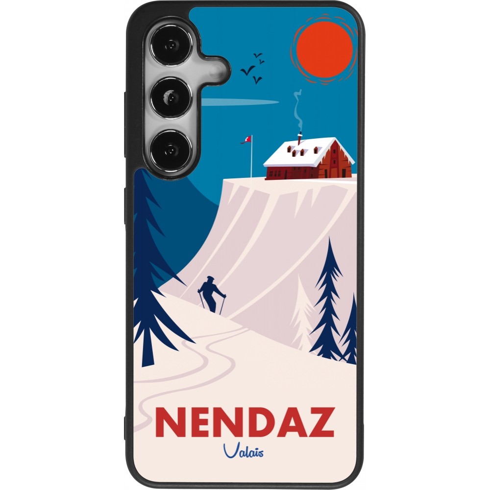 Coque Samsung Galaxy S25 - Silicone rigide noir Nendaz Cabane Ski