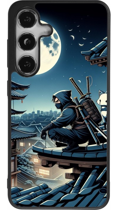 Samsung Galaxy S25 Case Hülle - Silikon schwarz Ninja unter dem Mond