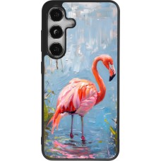 Coque Samsung Galaxy S25 - Silicone rigide noir Paint Flamingo