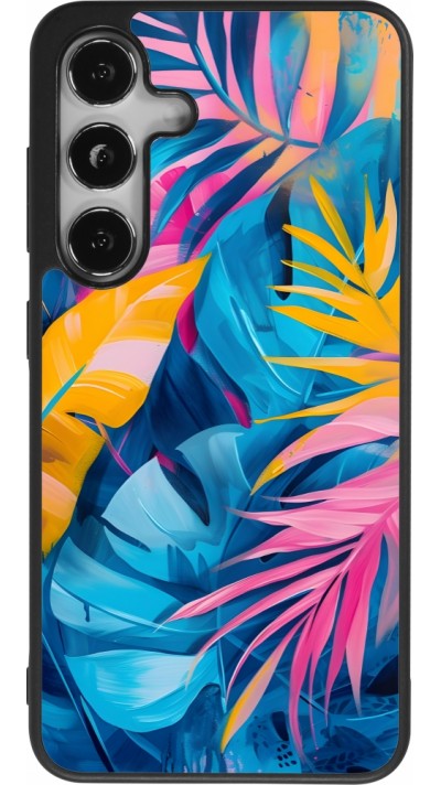Coque Samsung Galaxy S25 - Silicone rigide noir Palms Blue