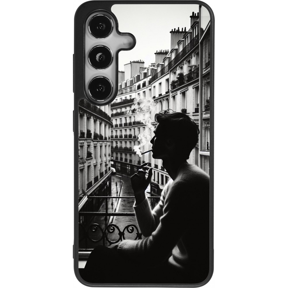 Coque Samsung Galaxy S25 - Silicone rigide noir Parisian Smoker