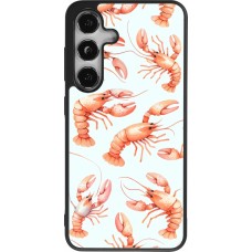 Coque Samsung Galaxy S25 - Silicone rigide noir Pattern de homards pastels