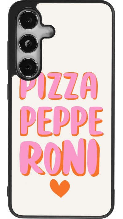 Coque Samsung Galaxy S25 - Silicone rigide noir Pizza pepperoni 2026