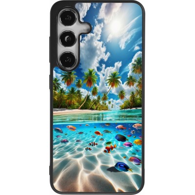 Coque Samsung Galaxy S25 - Silicone rigide noir Plage Paradis