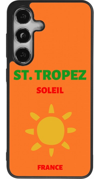 Coque Samsung Galaxy S25 - Silicone rigide noir Pop Summer Destination St-Tropez