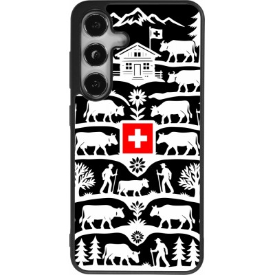 Coque Samsung Galaxy S25 - Silicone rigide noir Poya Suisse 3 noir