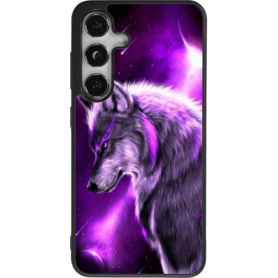 Coque Samsung Galaxy S25 - Silicone rigide noir Purple Sky Wolf