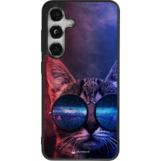 Coque Samsung Galaxy S25 - Silicone rigide noir Red Blue Cat Glasses