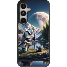 Coque Samsung Galaxy S25 - Silicone rigide noir Samurai Katana Lune