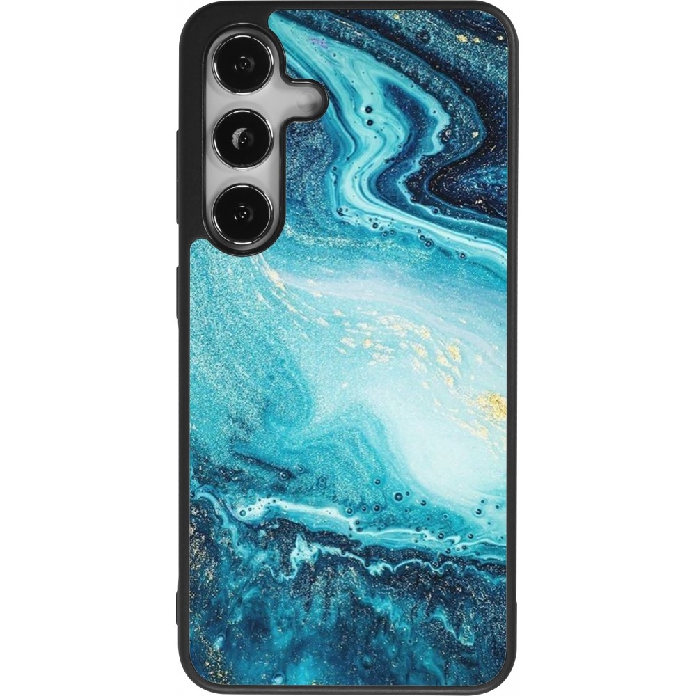 Samsung Galaxy S25 Case Hülle - Silikon schwarz Sea Foam Blue