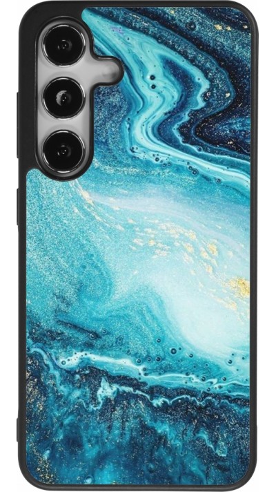 Coque Samsung Galaxy S25 - Silicone rigide noir Sea Foam Blue