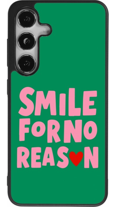 Coque Samsung Galaxy S25 - Silicone rigide noir Smile for no reason 2026