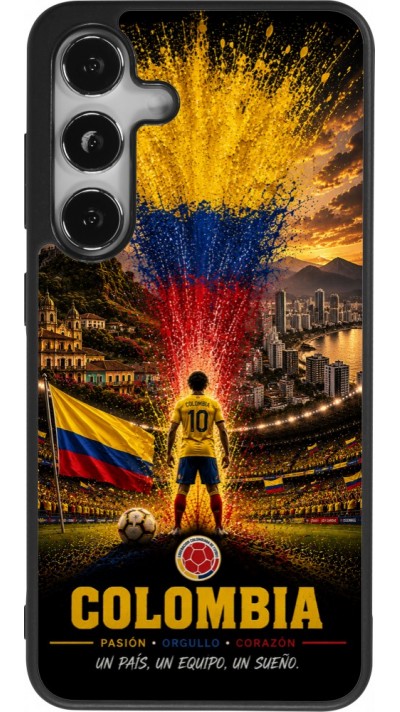 Coque Samsung Galaxy S25 - Silicone rigide noir Football Colombie splash 2026