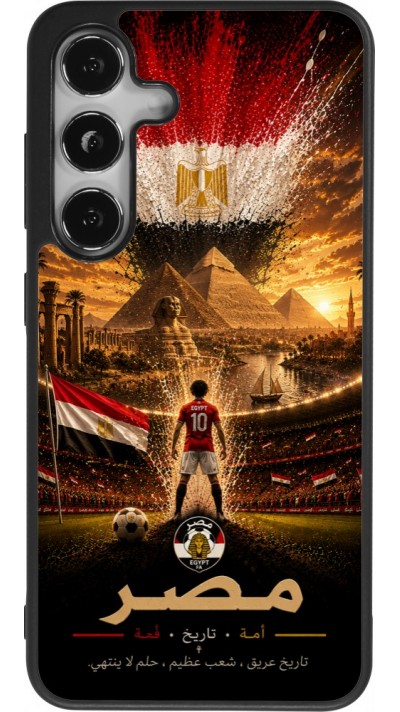 Coque Samsung Galaxy S25 - Silicone rigide noir Football Égypte splash 2026
