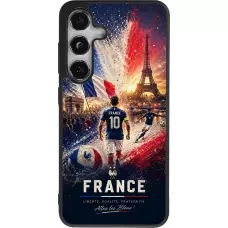 Coque Samsung Galaxy S25 - Silicone rigide noir Football France splash 2026