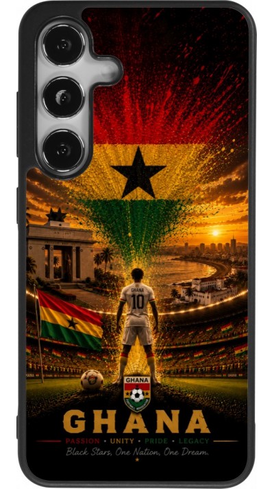 Coque Samsung Galaxy S25 - Silicone rigide noir Football Ghana splash 2026