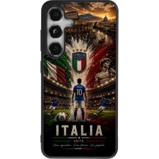 Coque Samsung Galaxy S25 - Silicone rigide noir Football Italie splash 2026