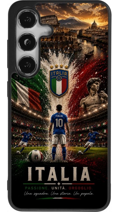 Coque Samsung Galaxy S25 - Silicone rigide noir Football Italie splash 2026