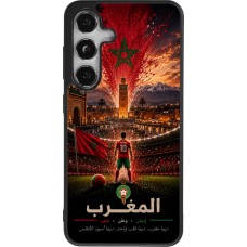 Coque Samsung Galaxy S25 - Silicone rigide noir Football Maroc splash 2026