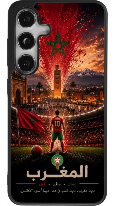 Coque Samsung Galaxy S25 - Silicone rigide noir Football Maroc splash 2026