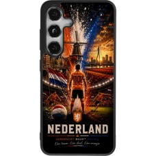 Coque Samsung Galaxy S25 - Silicone rigide noir Football Pays-Bas splash 2026