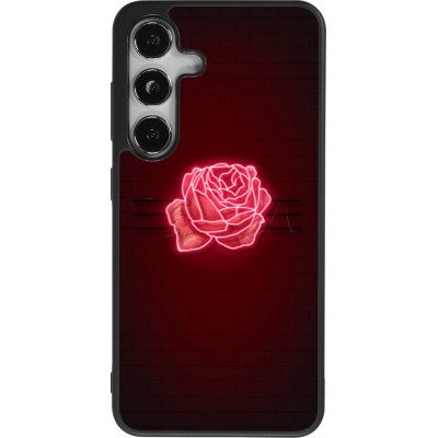 Coque Samsung Galaxy S25 - Silicone rigide noir Spring 23 neon rose