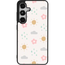 Coque Samsung Galaxy S25 - Silicone rigide noir Spring 23 weather