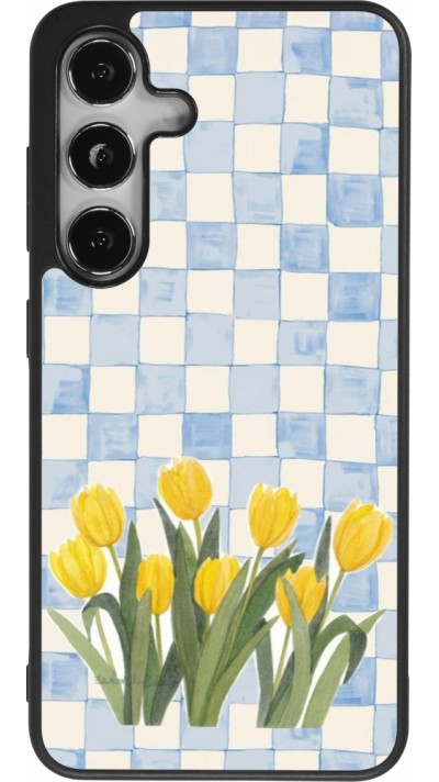 Coque Samsung Galaxy S25 - Silicone rigide noir Blue vichy tulips 2026