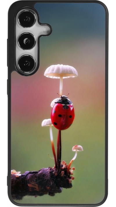 Coque Samsung Galaxy S25 - Silicone rigide noir Ladybird on a mushroom 2026