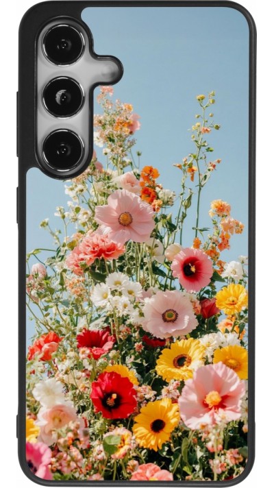 Coque Samsung Galaxy S25 - Silicone rigide noir Spring flowers 2026