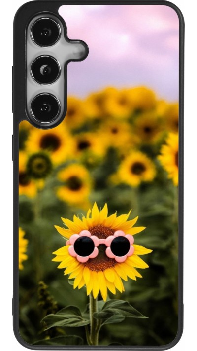 Coque Samsung Galaxy S25 - Silicone rigide noir Sunflower with glasses 2026