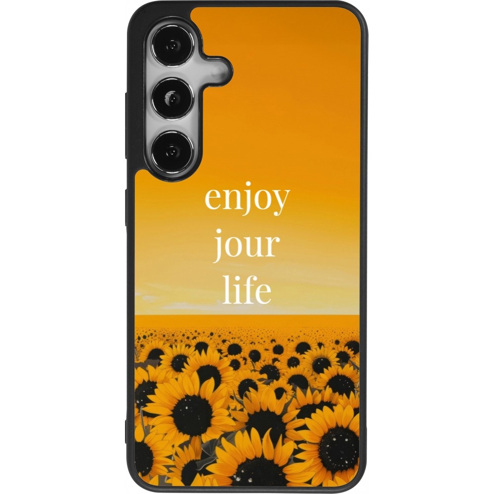 Coque Samsung Galaxy S25 - Silicone rigide noir Summer 2025 Enjoy your life