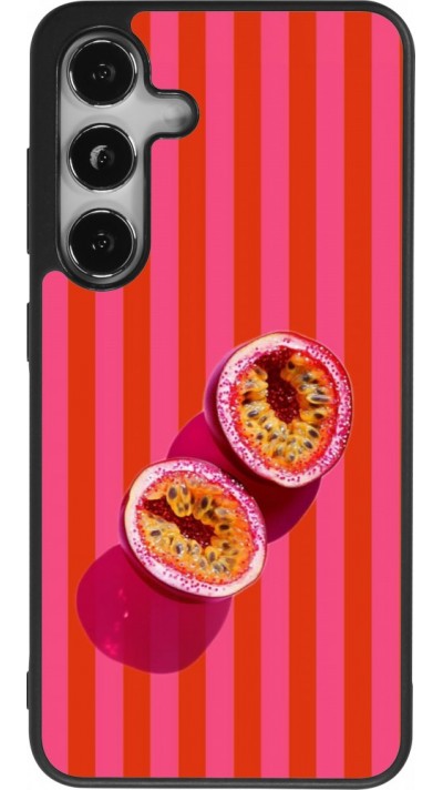 Coque Samsung Galaxy S25 - Silicone rigide noir Passion fruit Summer 2026
