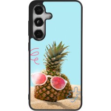 Coque Samsung Galaxy S25 - Silicone rigide noir Pineapple with glasses Summer 2026